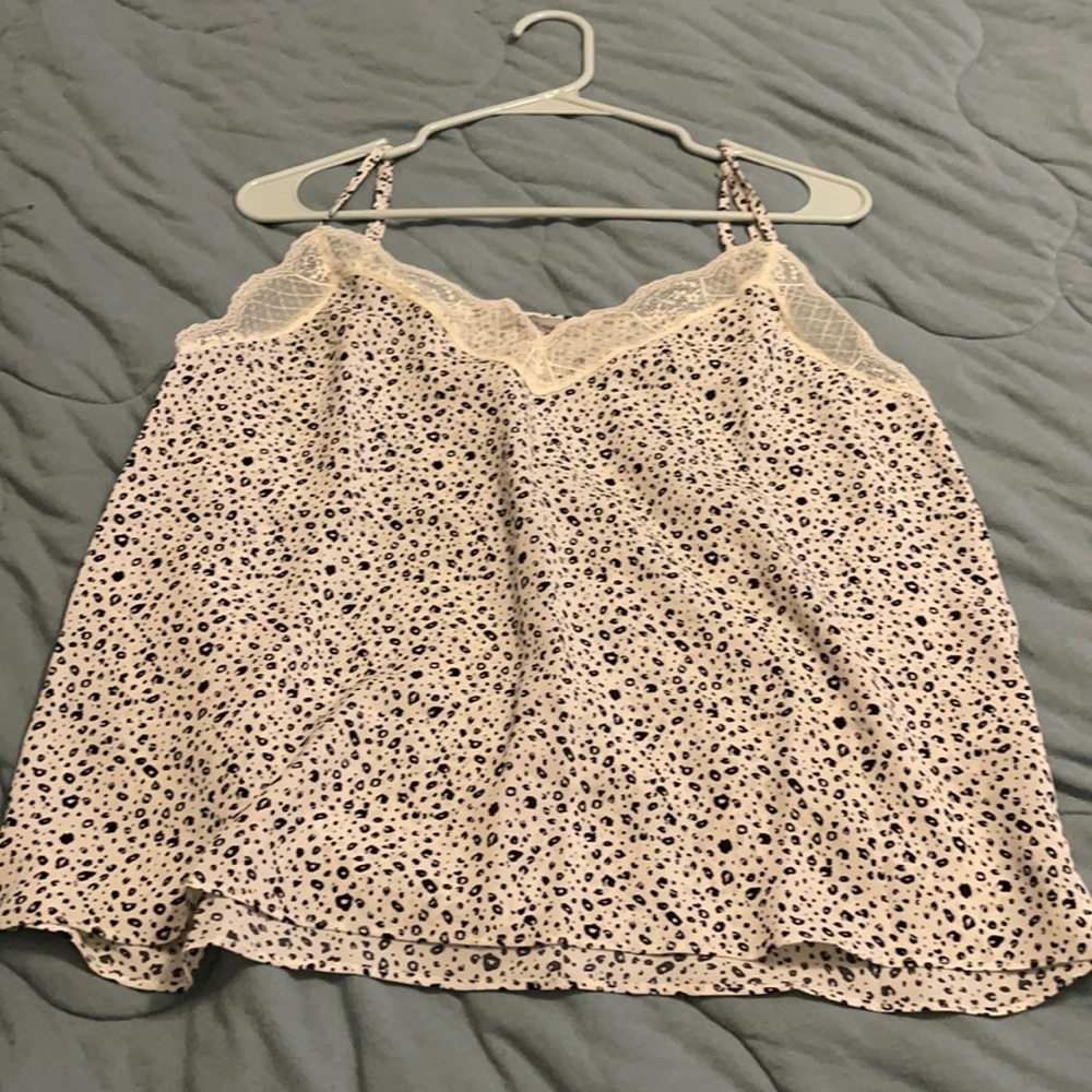 white cheetah tank top blouse